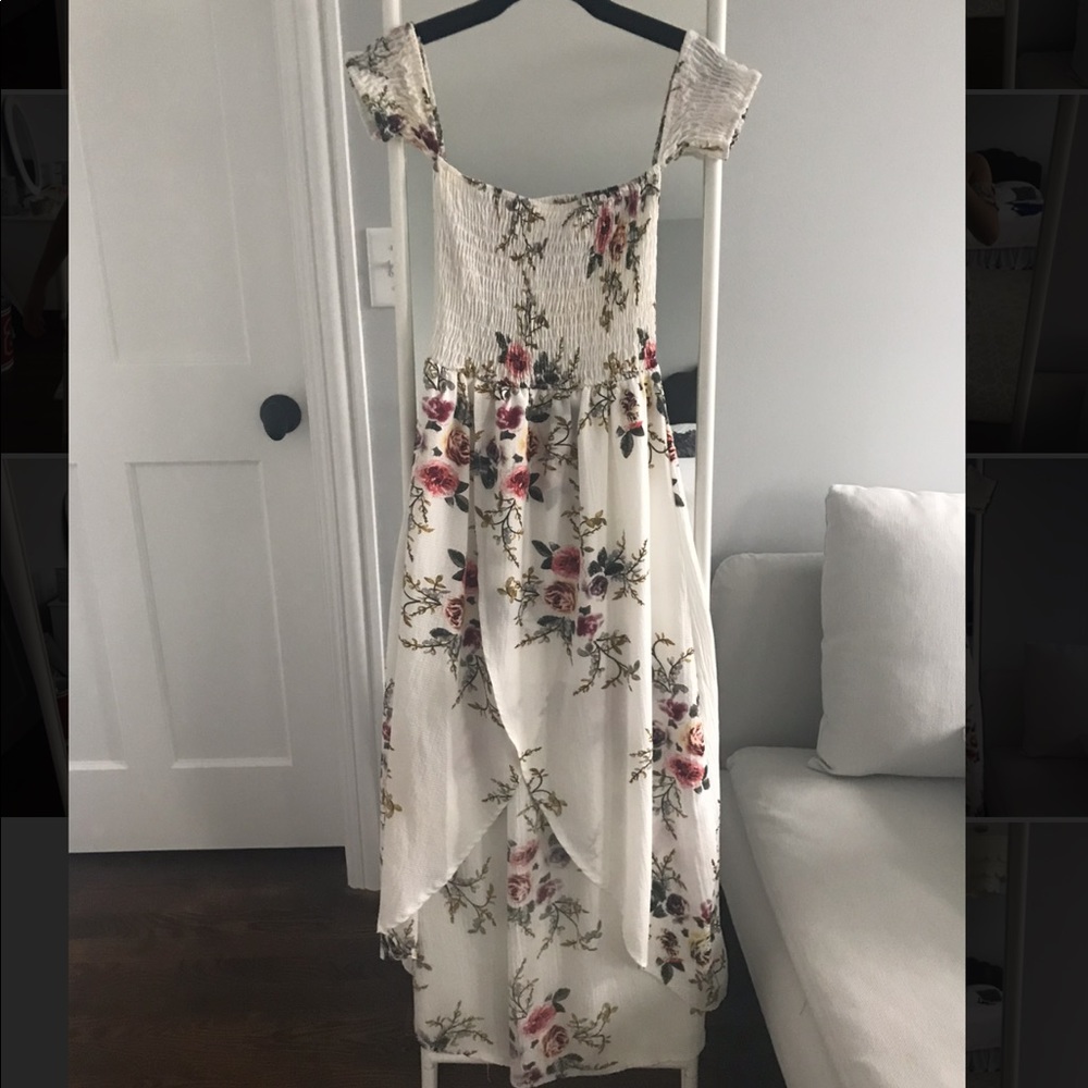 White Floral High Low Dress